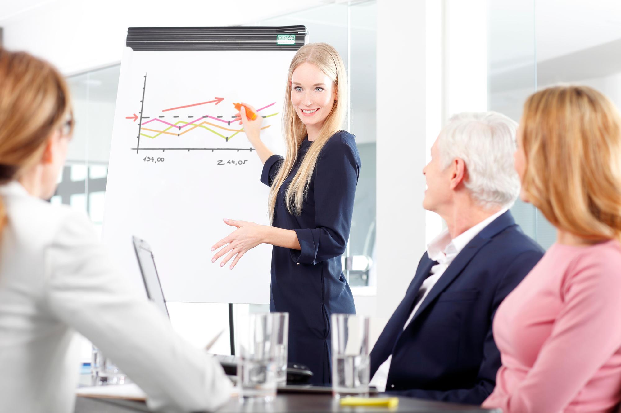 Trainer erklärt Budgetdiagramm